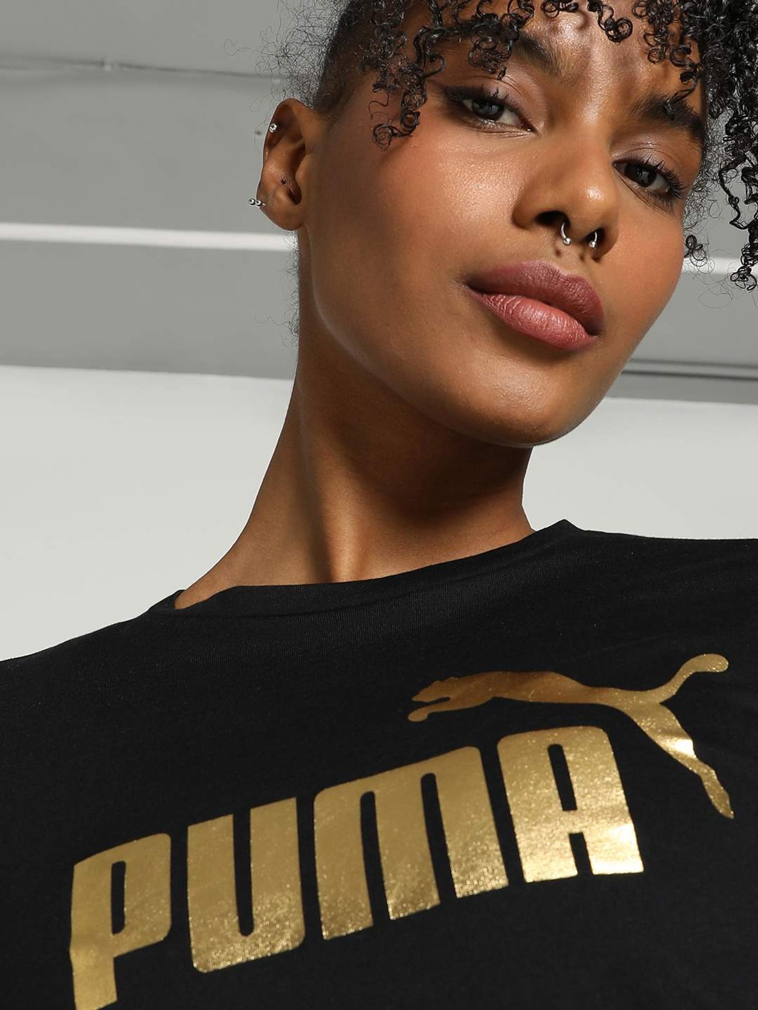 Puma Black Cotton Printed T-Shirt