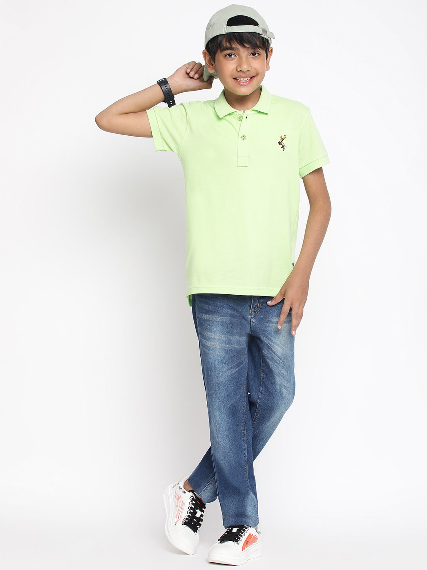 Lil Tomatoes Boys Green Solid Polo T-Shirt