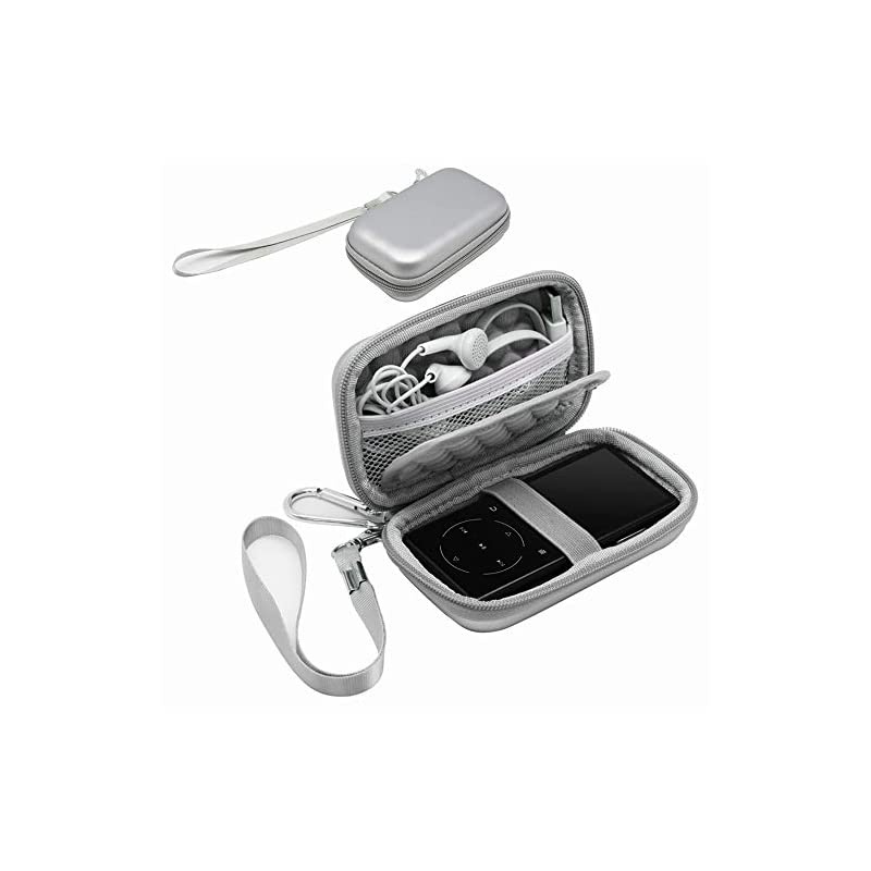MP3&MP4 Player Carrying Bag Box Storage Case for SOULCKER/G.G.Martinsen/Grtdhx/iPod Nano/Sandisk Music Player/Sony NW-A45 /B Walkman, USB Cable, Earphones, Memory Cards, U Disk, Keys (Silver)