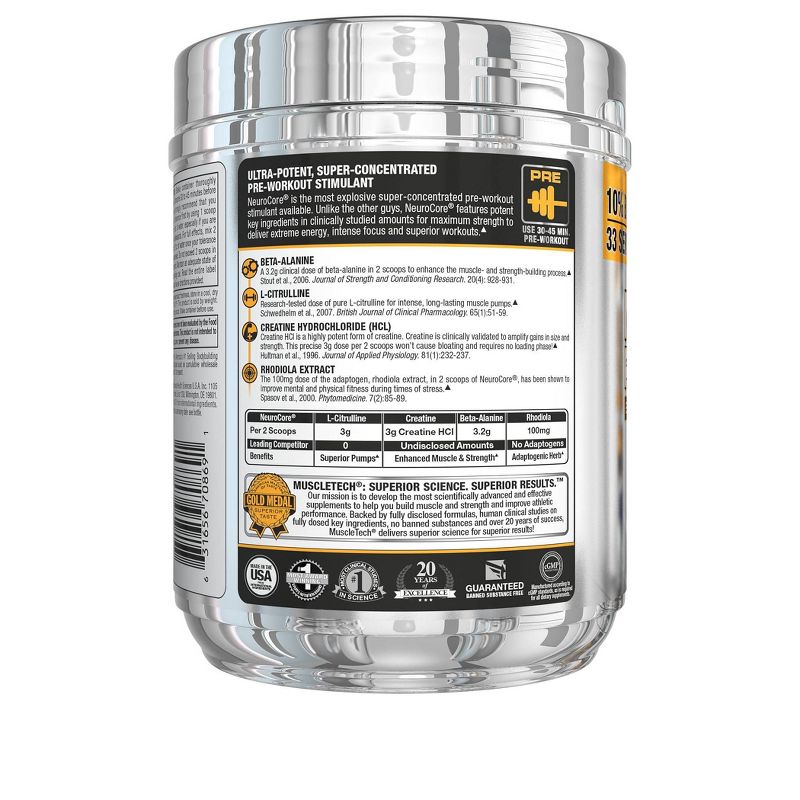 Muscletech Neurocore Pre Workout Powder with Creatine - Icy Blue Raspberry - 7.39oz