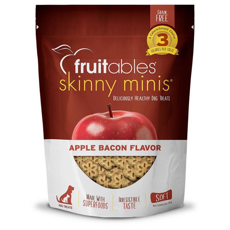 Fruitables Skinny Minis Apple Bacon Flavor Healthy Low Calorie Dog Treats - 12oz