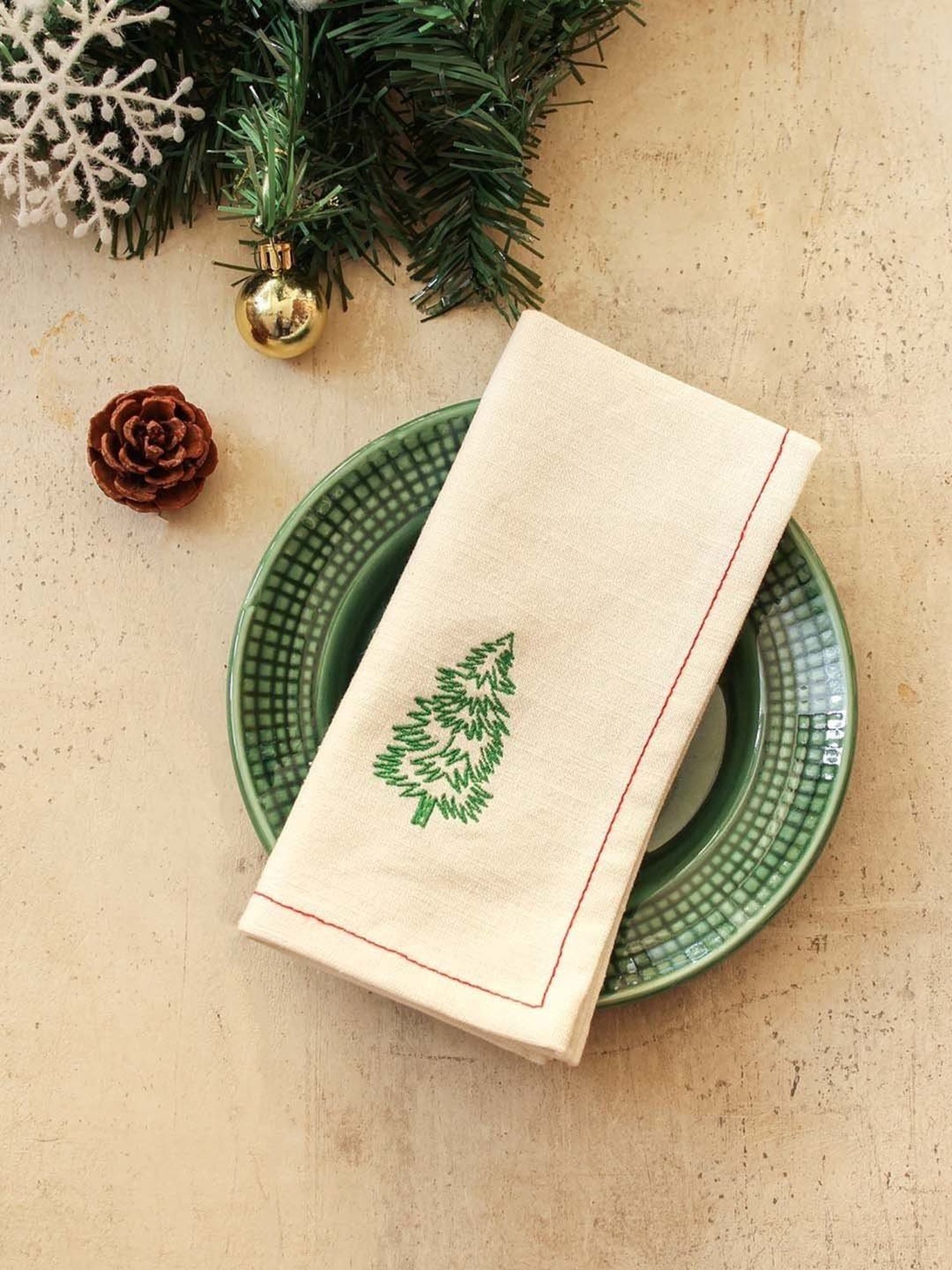 House This Sparkling Tree Off White Cotton Napkins