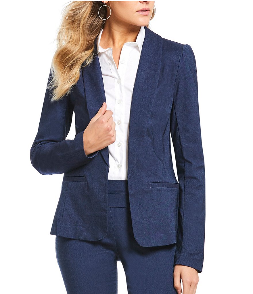 Takara Shirred-Shoulder Suit Blazer