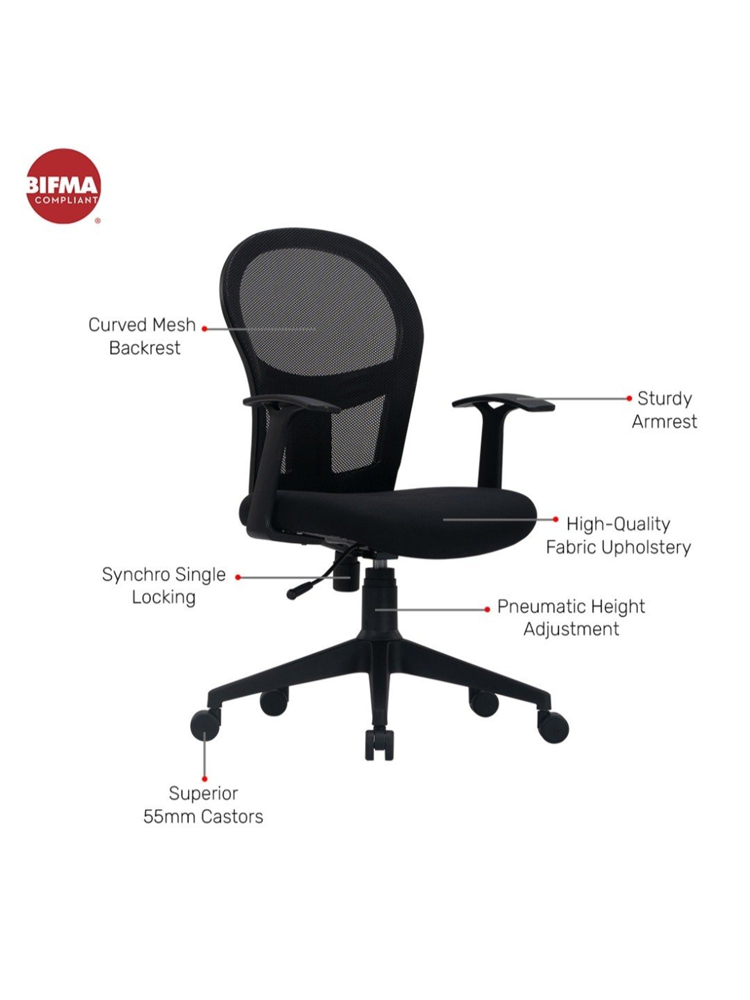 Durian Winstar Black Fabric Workspace Chair