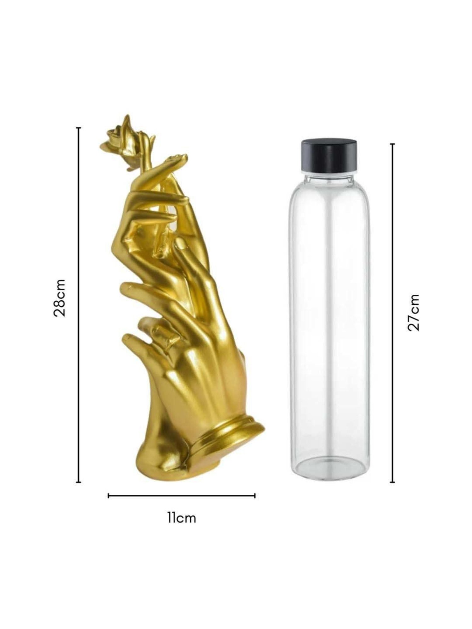 eCraftIndia Golden Handcrafted Engraved Palm Buddha Decorative Showpiece