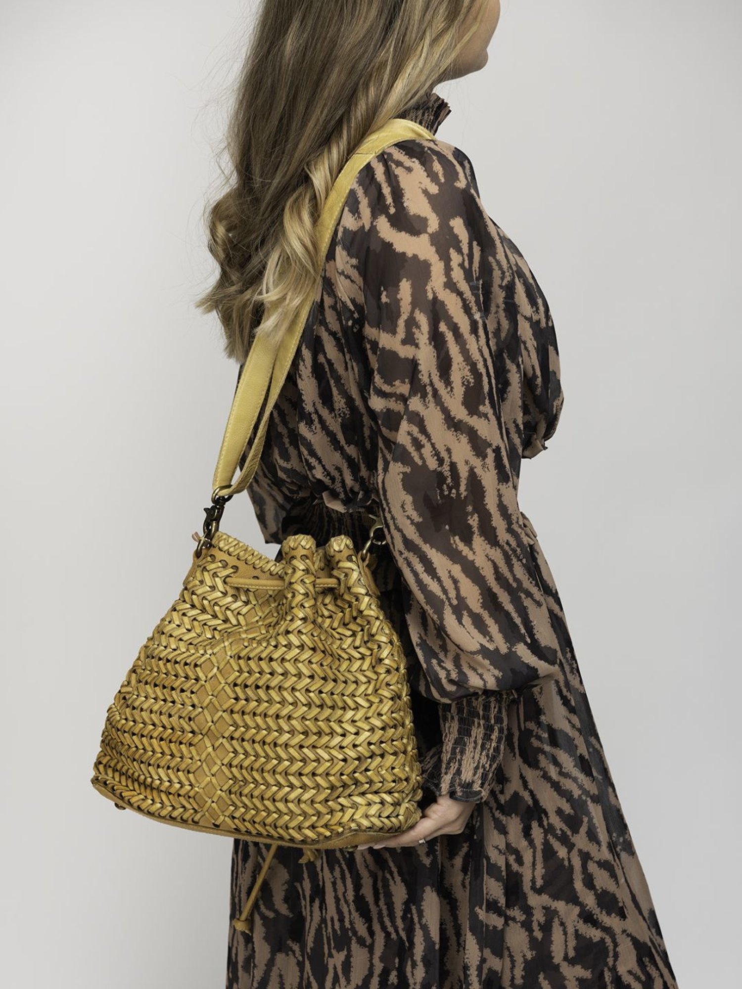 Art N Vintage Joelle Mustard Yellow Leather Textured Small Sling Handbag