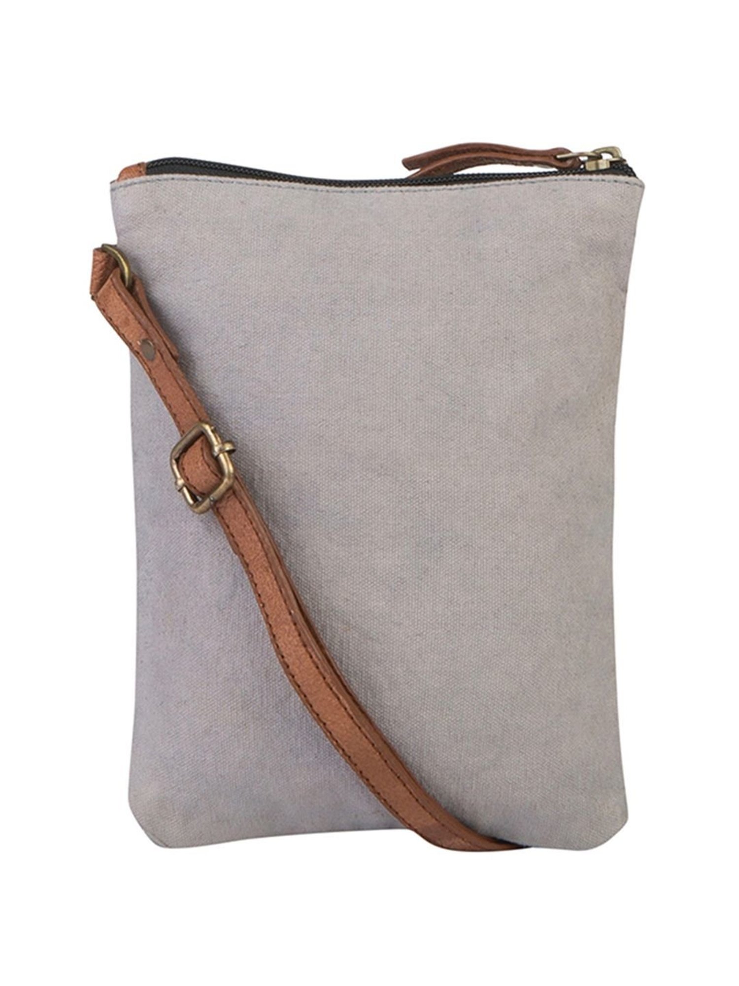 Mona B Grey Solid Small Sling Handbag