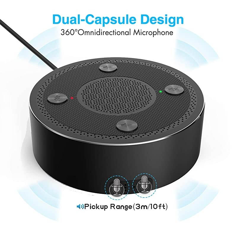 USB Microphone Speakers,  ZM330 Speakerphone - Omnidirectional Desktop Computer Conference Mic with 360 degrees Voice Pickup, Mute Function for Streaming, VoIP Calls, Skype, Interviews, Chatting