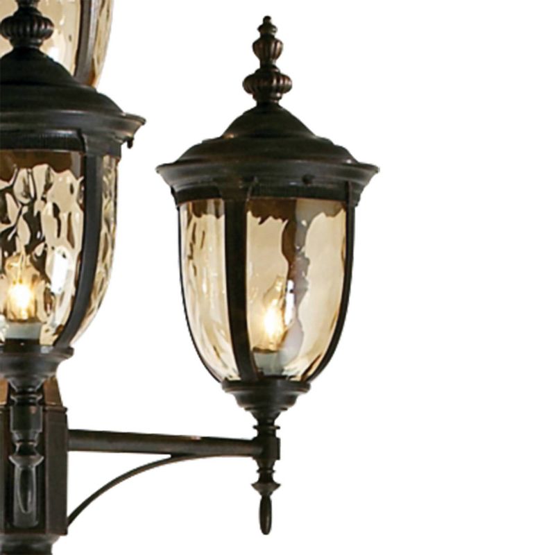 John Timberland Outdoor Post Light Veranda Bronze 102" 4-Light Street Lantern Champagne Hammered Glass for Exterior Garden Yard