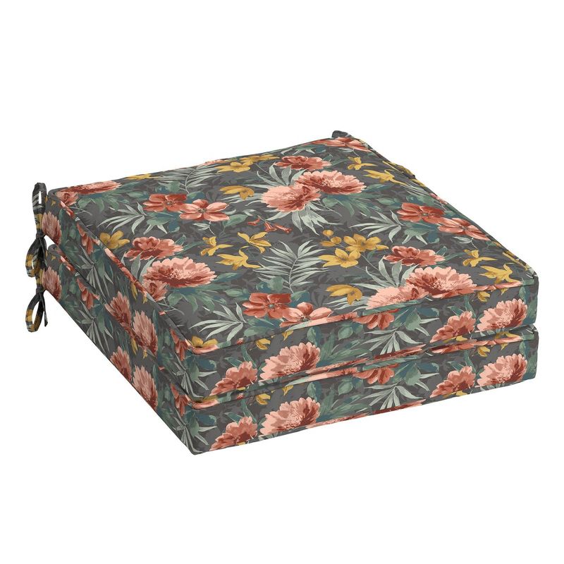2pk Phoebe Floral Oudoor Seat Cushion Gray - Arden Selections