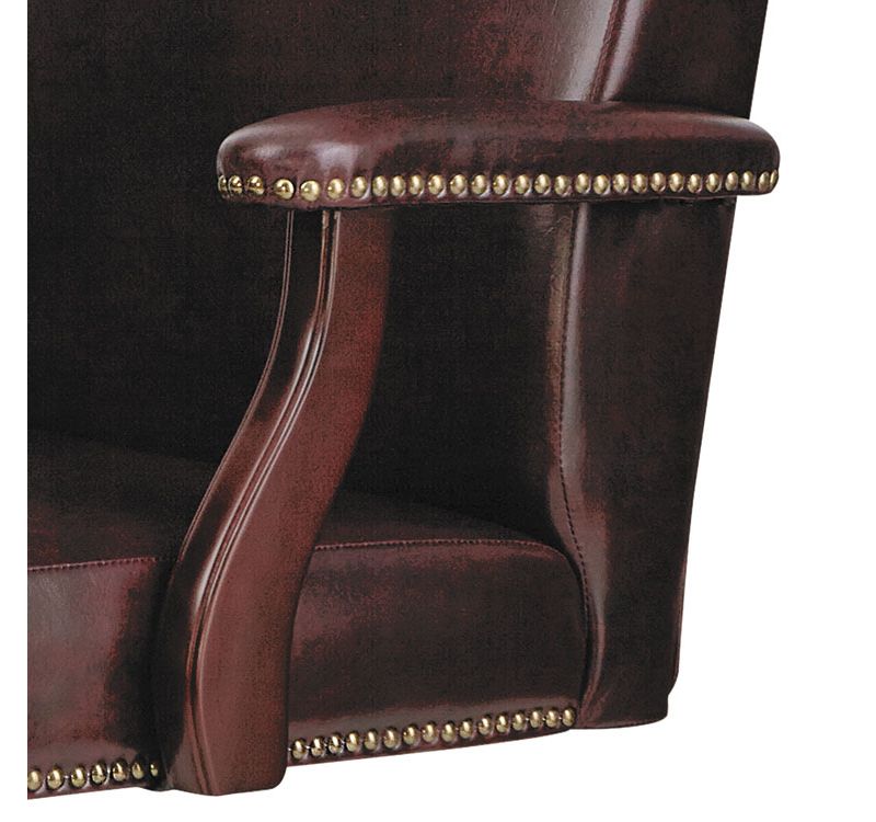 Alera Traditional Series High-Back Chair, Mahogany Finish/Oxblood Vinyl TD4136