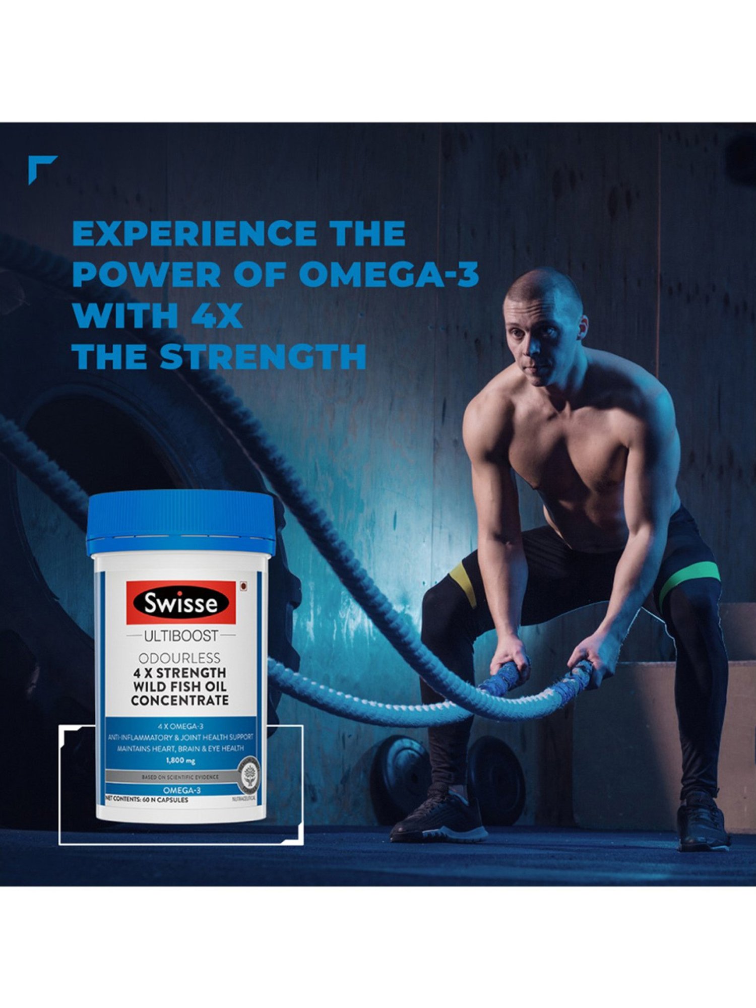 Swisse Ultiboost Odourless 4X Strength Wild Fish Oil Supplement - 60 Tablets