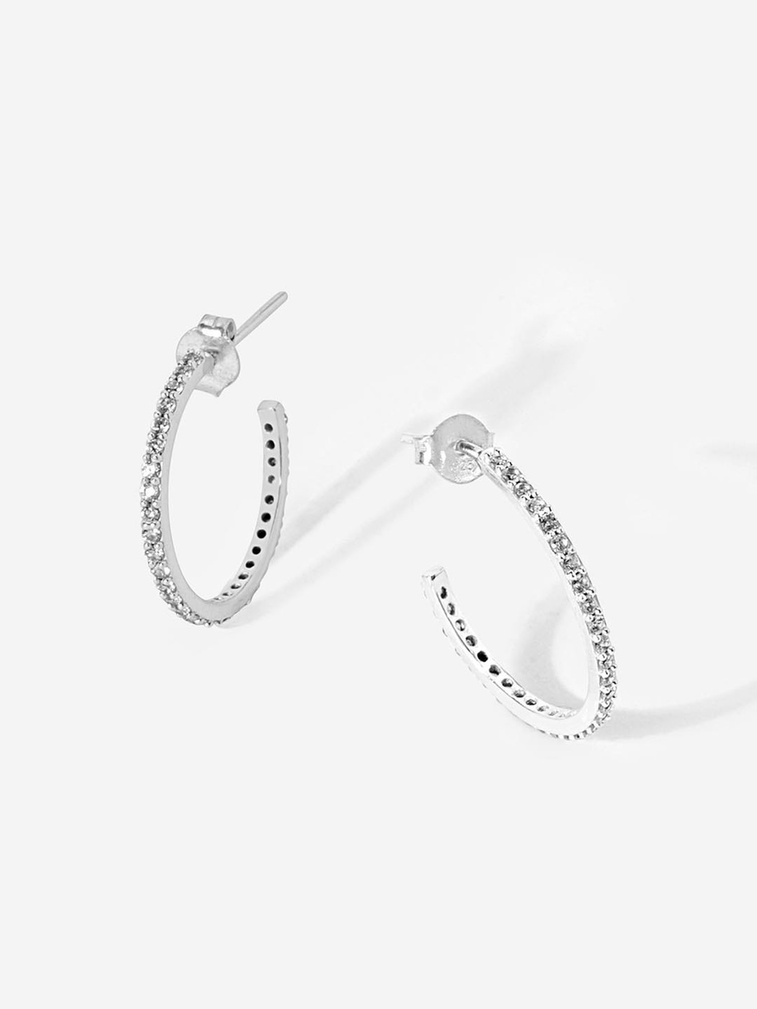 March by FableStreet Sterling Silver Zircon Round Hoop Earrings for Women