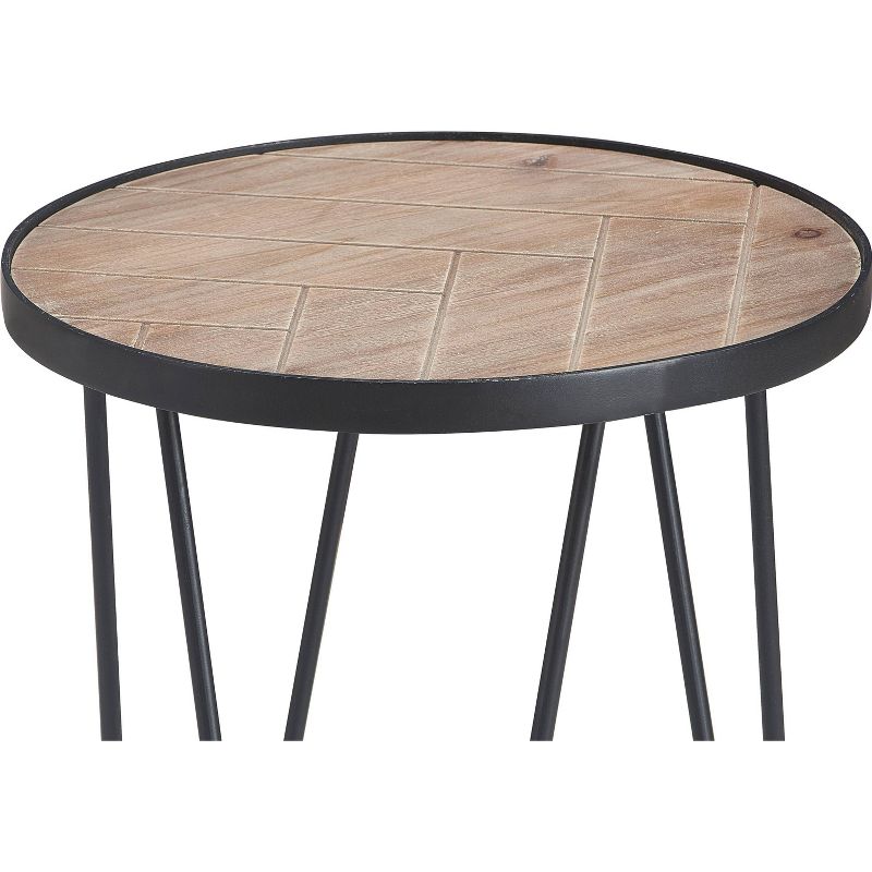 Farmhouse Side Table Metal Brown/Black- ClickDecor