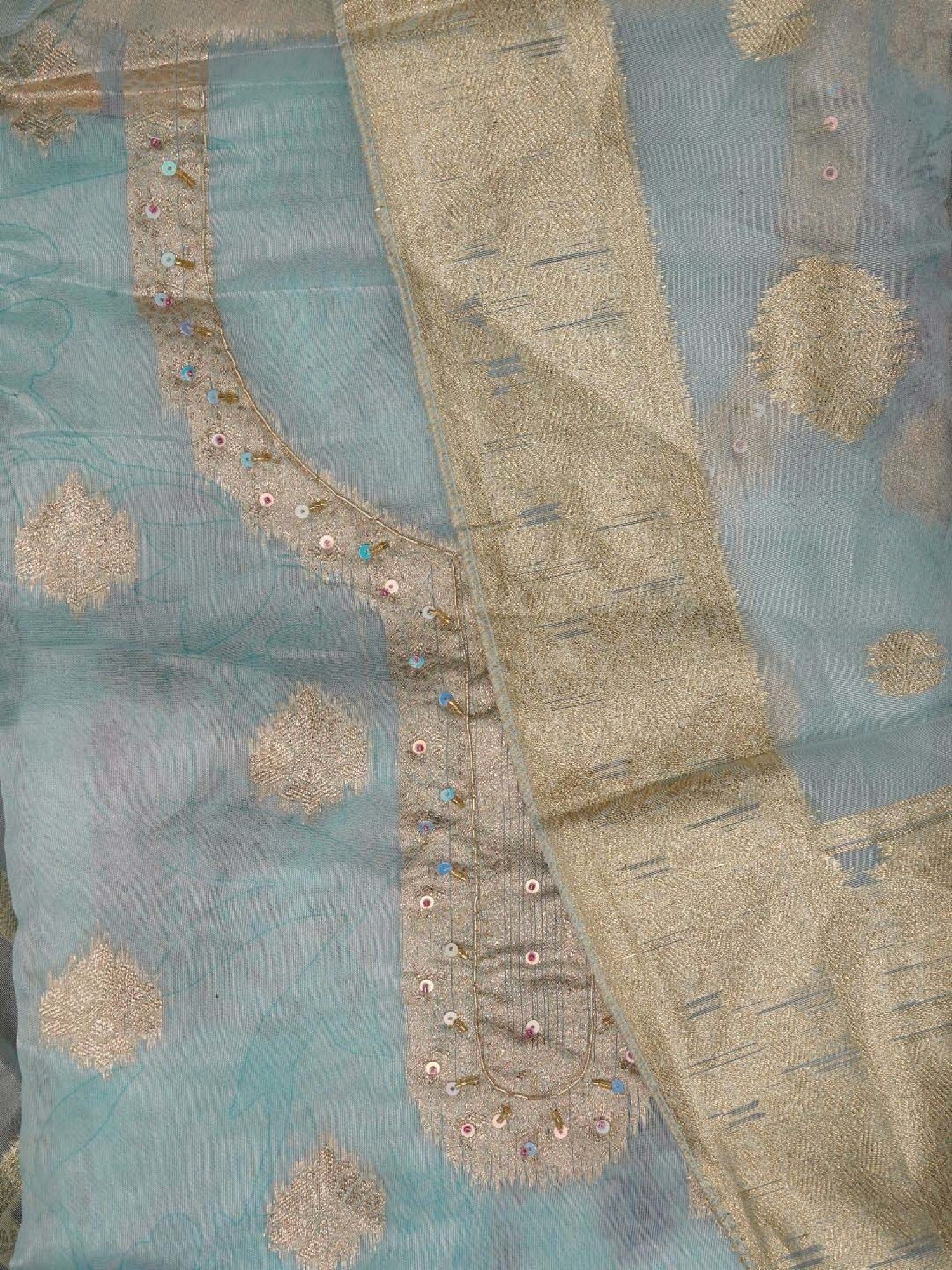 Jaipur Kurti Blue Woven Pattern Unstitched Dress Material