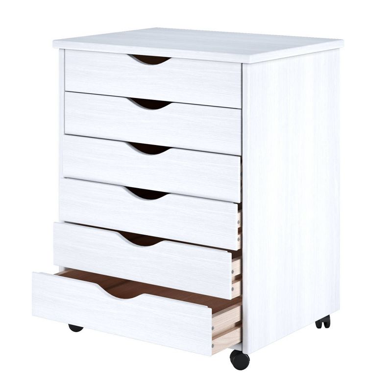 Adeptus Solid Wood 6 Drawer Wide Roll Cart White