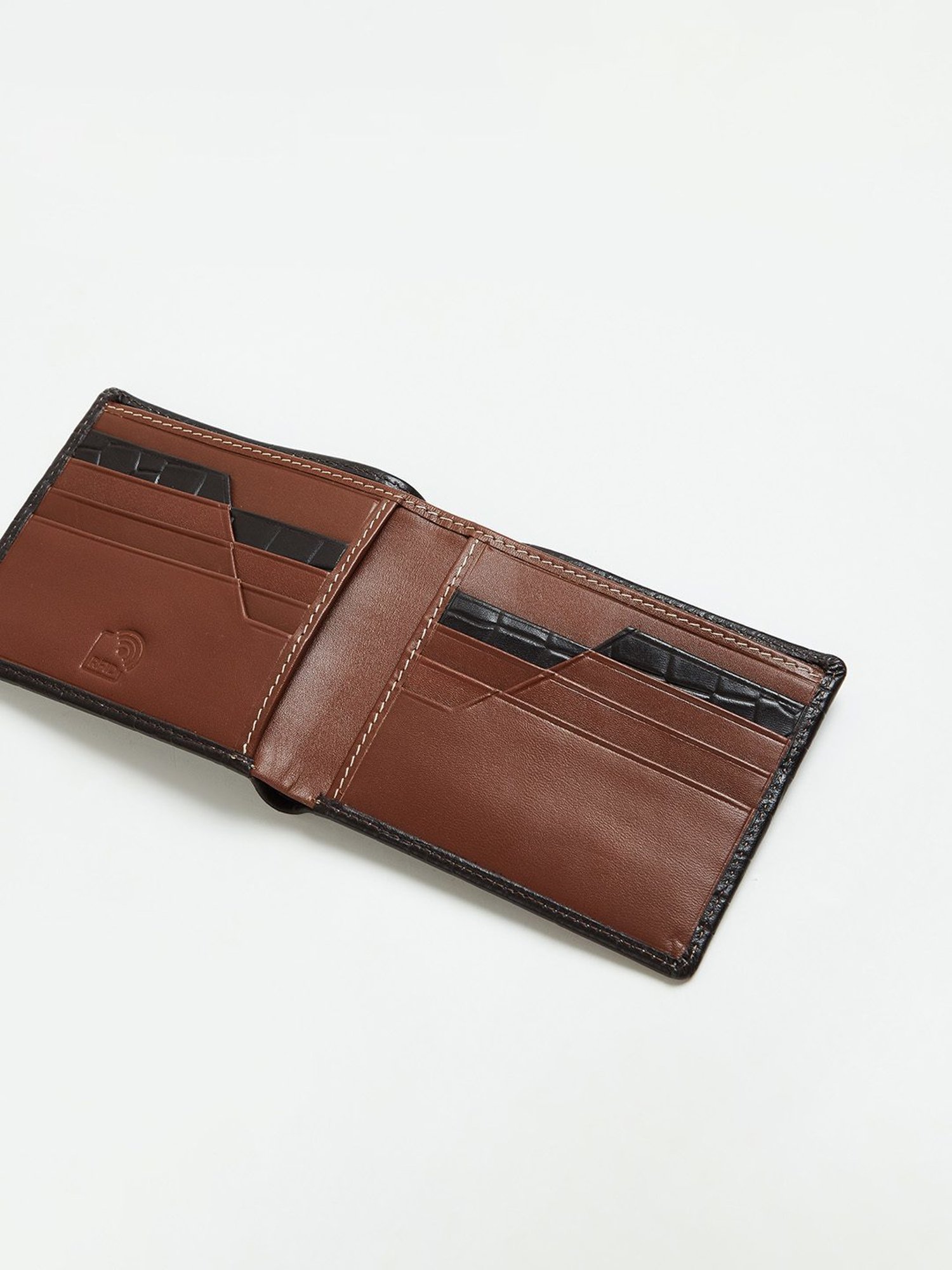 Code by Lifestyle Black Leather Textured Bi-Fold Wallet for Men