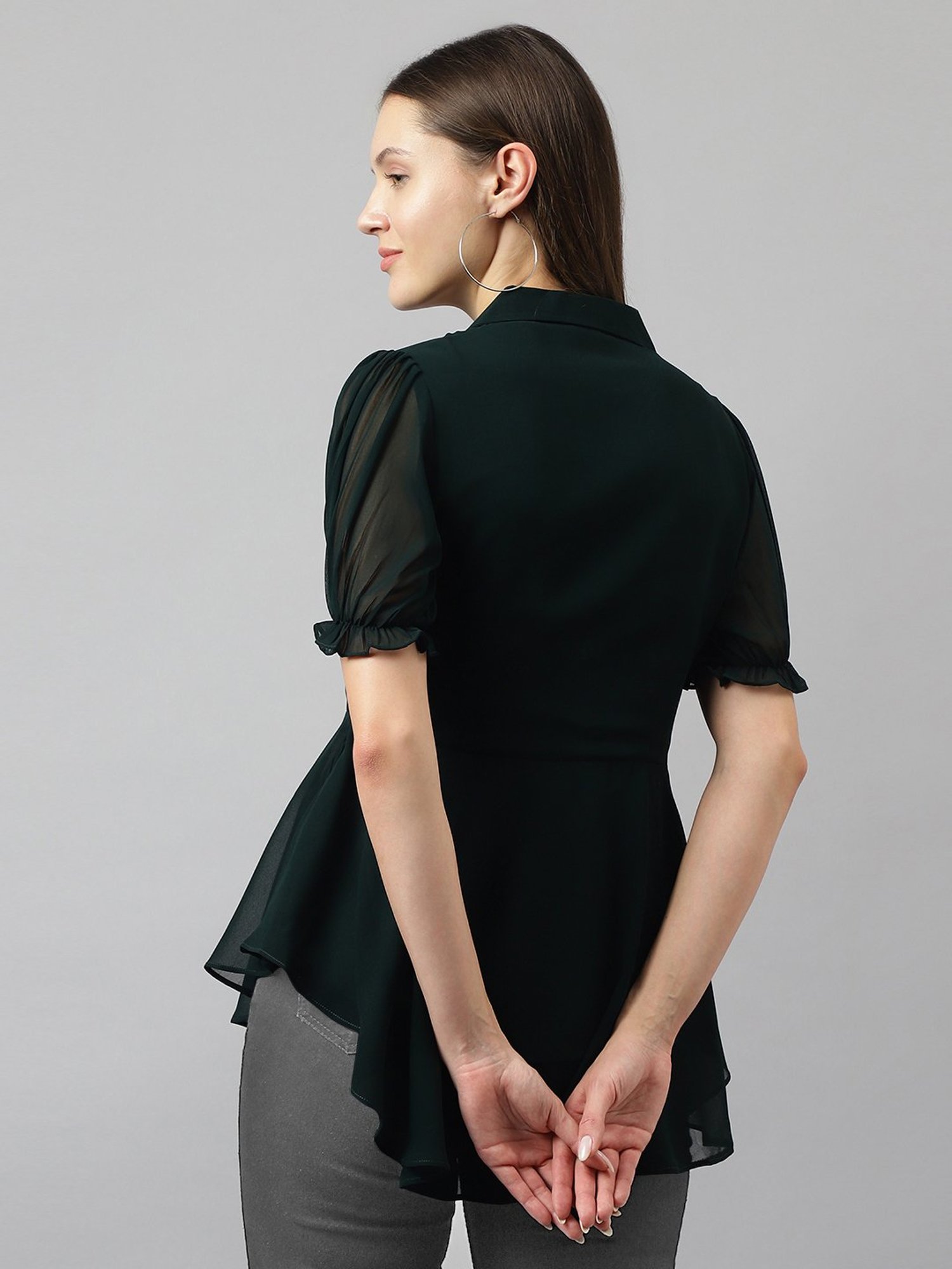 KERI PERRY Dark Green Regular Fit Top