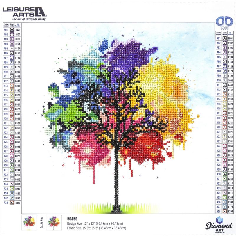 Leisure Arts Diamond Art Intermediate Kit 12"X12"-Rainbow Tree