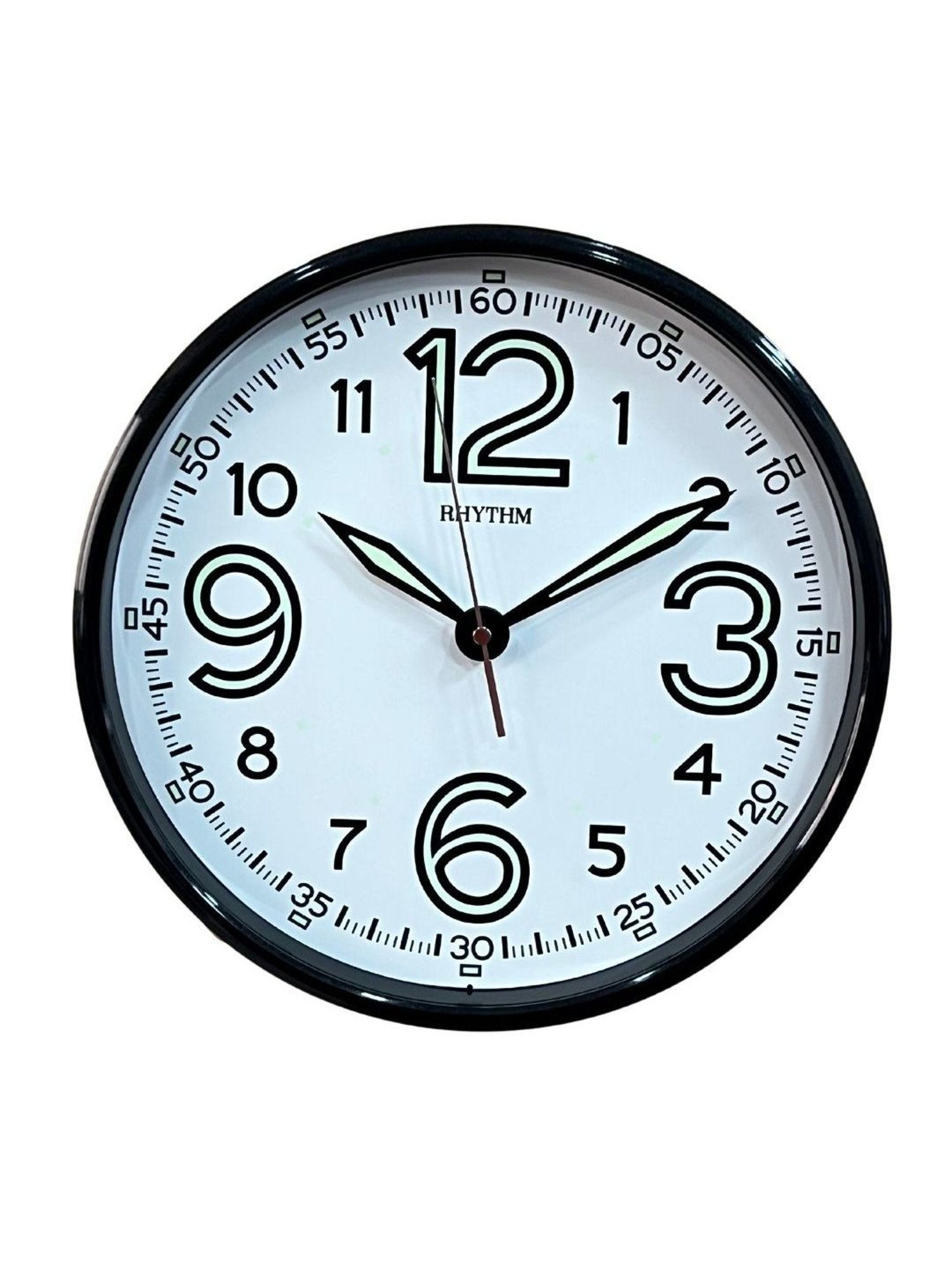 RHYTHM Round Black Plastic Wall Clock
