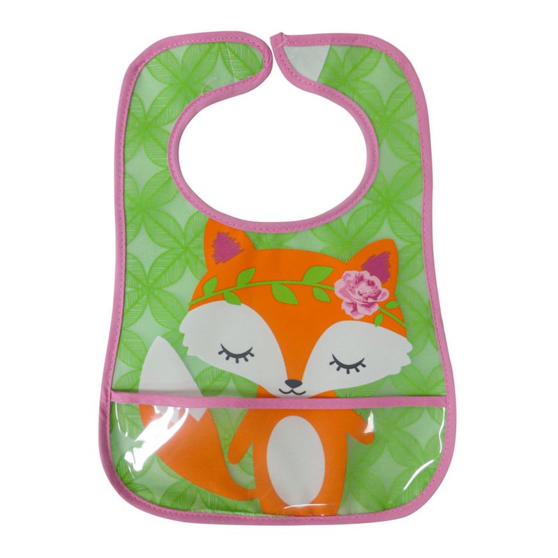 Neat Solutions Girl Printed Translucent Peva/Knit Terry Bib Set - Fox-Floral-Deer - 3pk