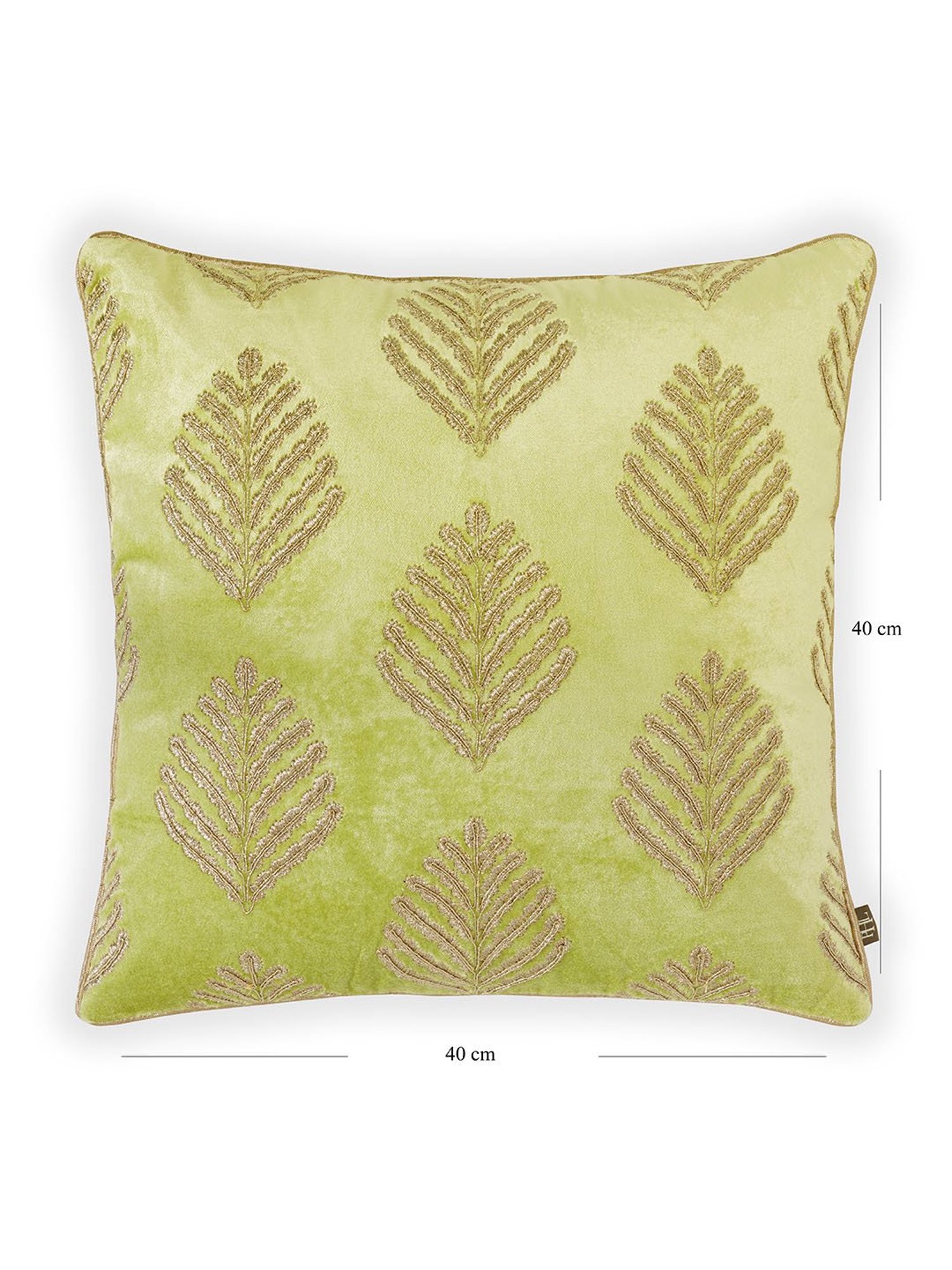 Pure Home and Living Green Cotton Embroidery Cushion Cover