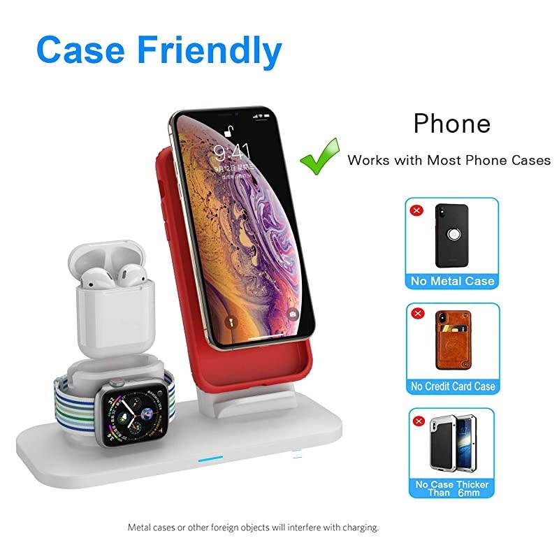 Charger 3 in 1 Charging Station for Apple Watch and iPhone Airpods Charging Stand Compatible for Apple iPhone XXSXRXs Max88 Plus Apple Watch Series 4 3 2 1 Airpods
