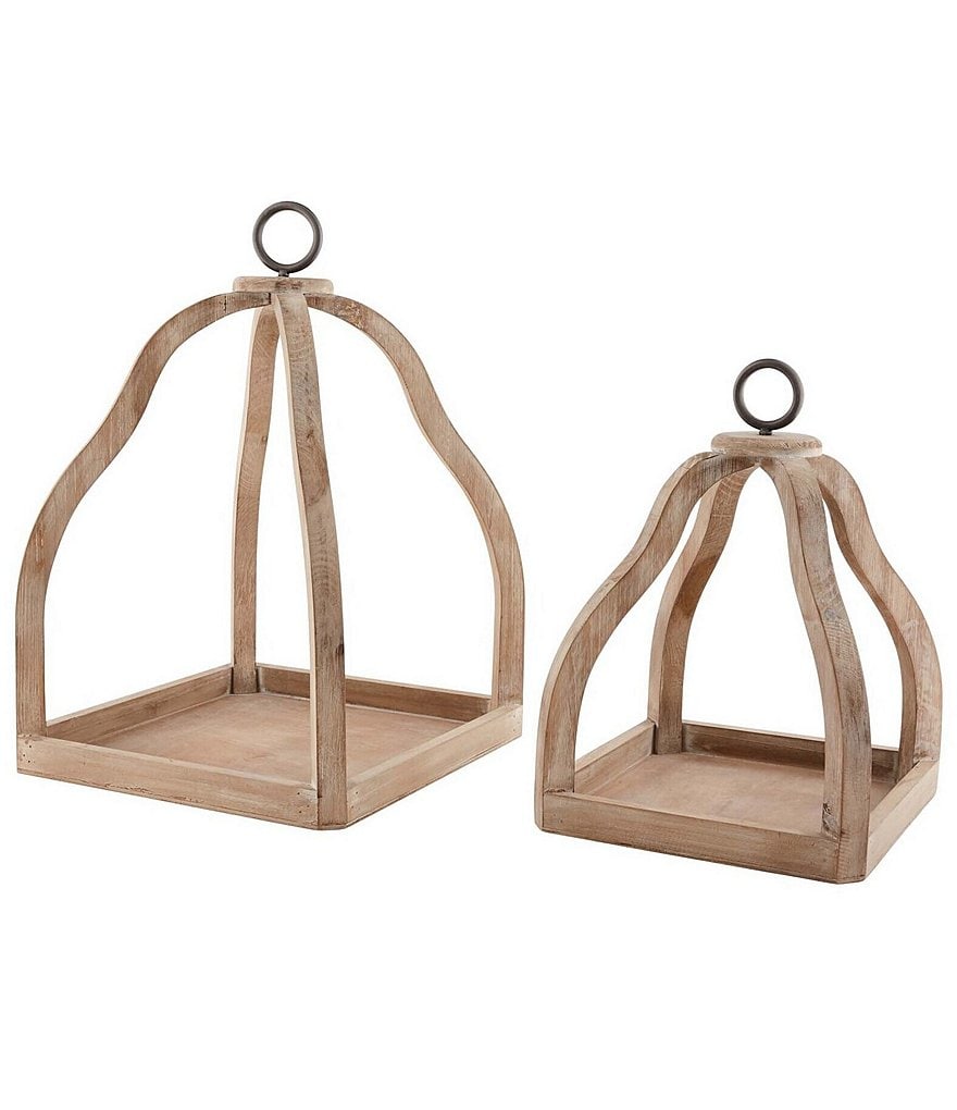 Mud Pie Welcome Collection Wood Lantern Set