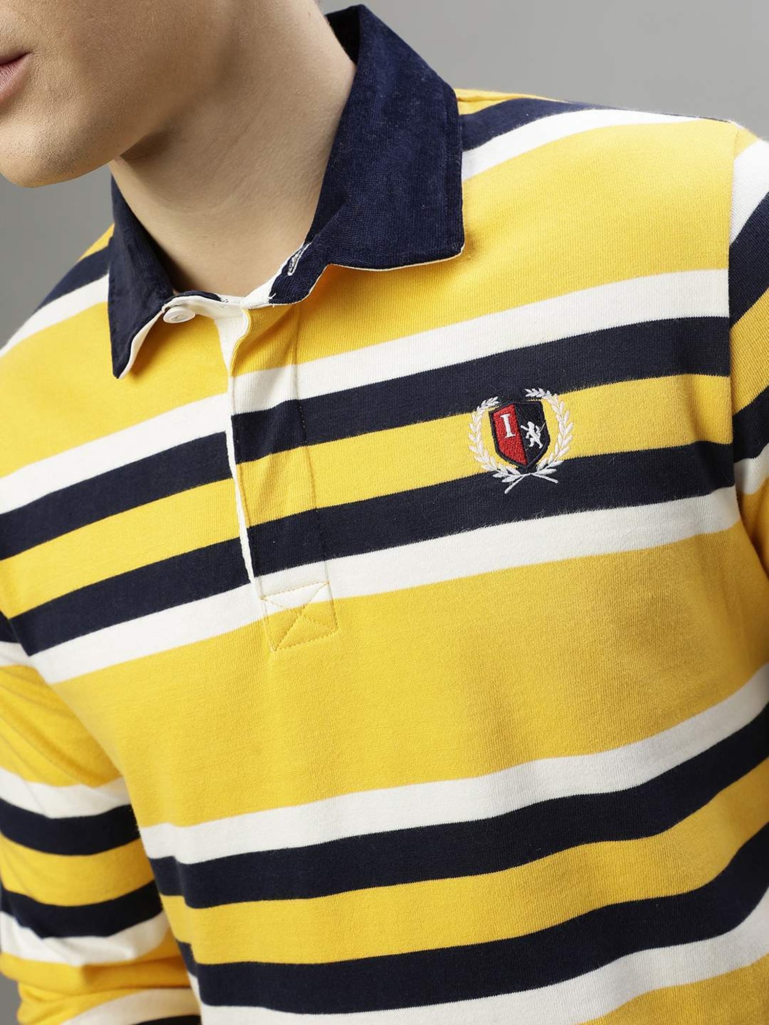 Iconic Multicolored Cotton Regular Fit Striped Polo T-Shirt