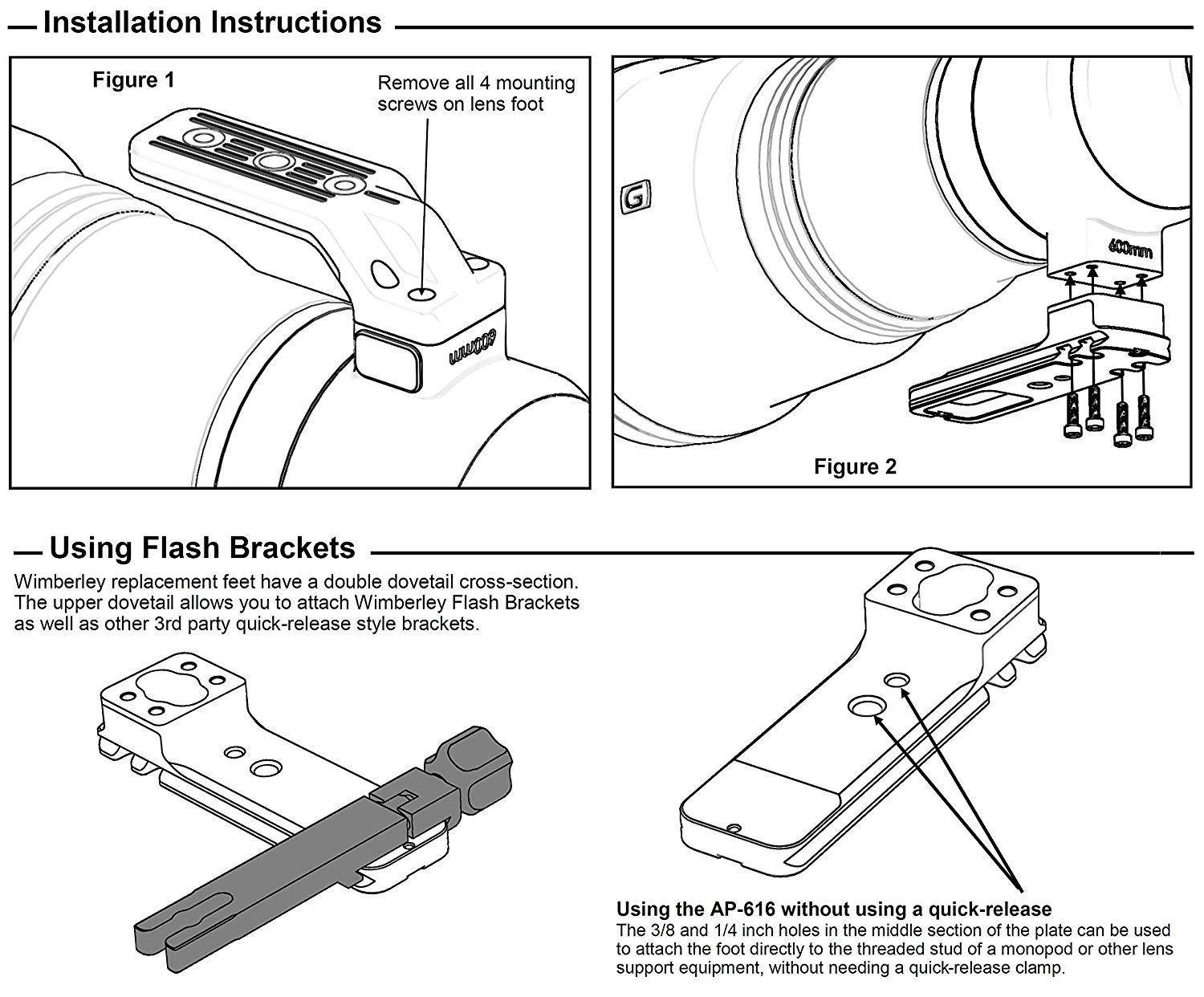 Wimberley AP-616 Replacement Lens Foot for Sony 600 f4 GM OSS FE - Arca-Swiss Style - Made in USA