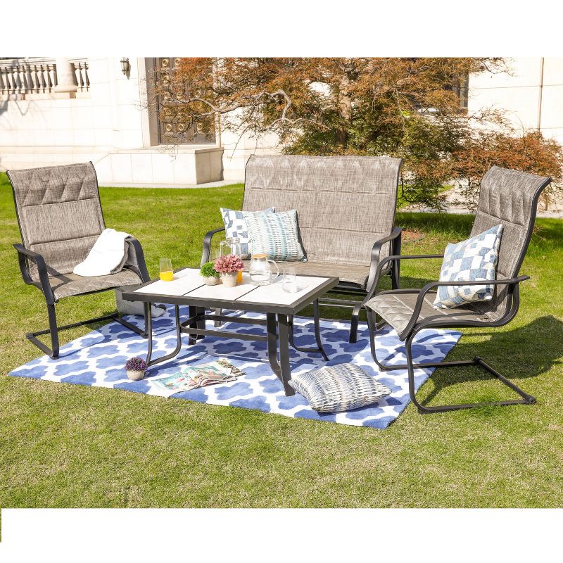 4pc Conversation Steel Patio Seating Sets Gray - Lokatse