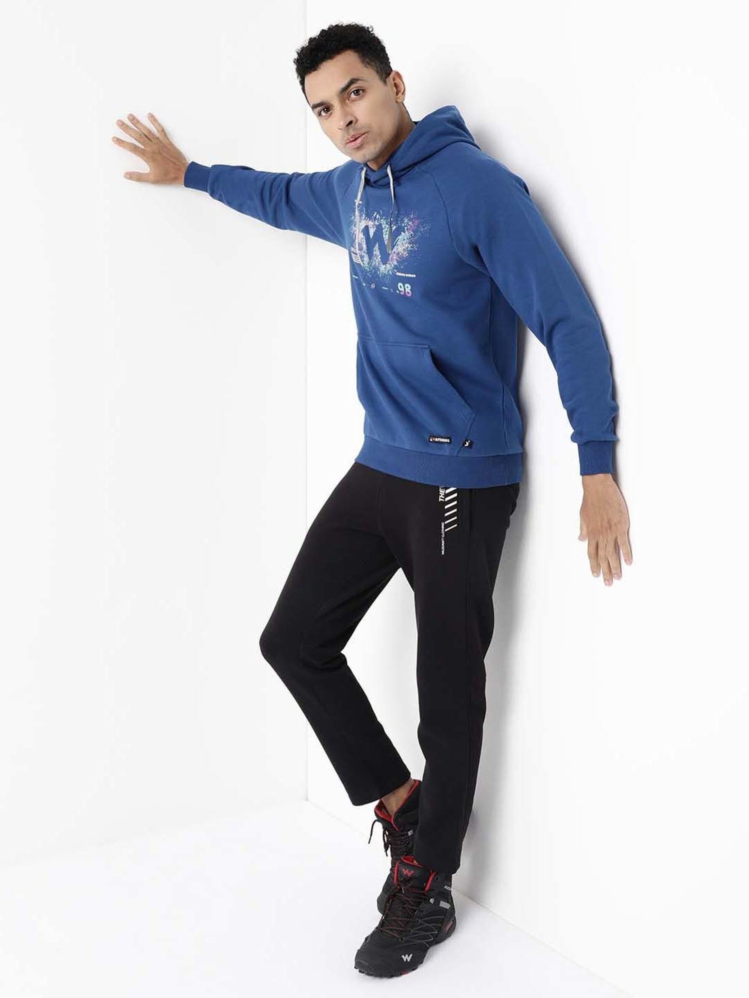 Wildcraft Blue Regular Fit Printed Hooded Sweatshirt