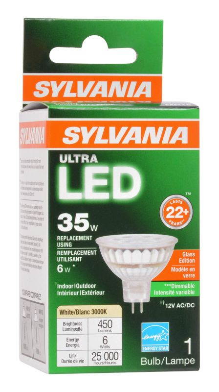 SYLVANIA 78239 Ultra LED Dimmable MR16 35&deg; Flood, Clear
