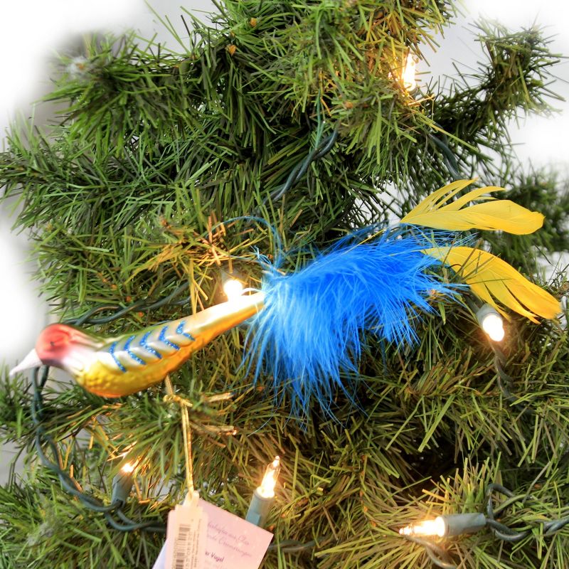 Inge Glas 1.75" Rainbow Finch Ornament Clip-On Bird Spring Easter  -  Tree Ornaments