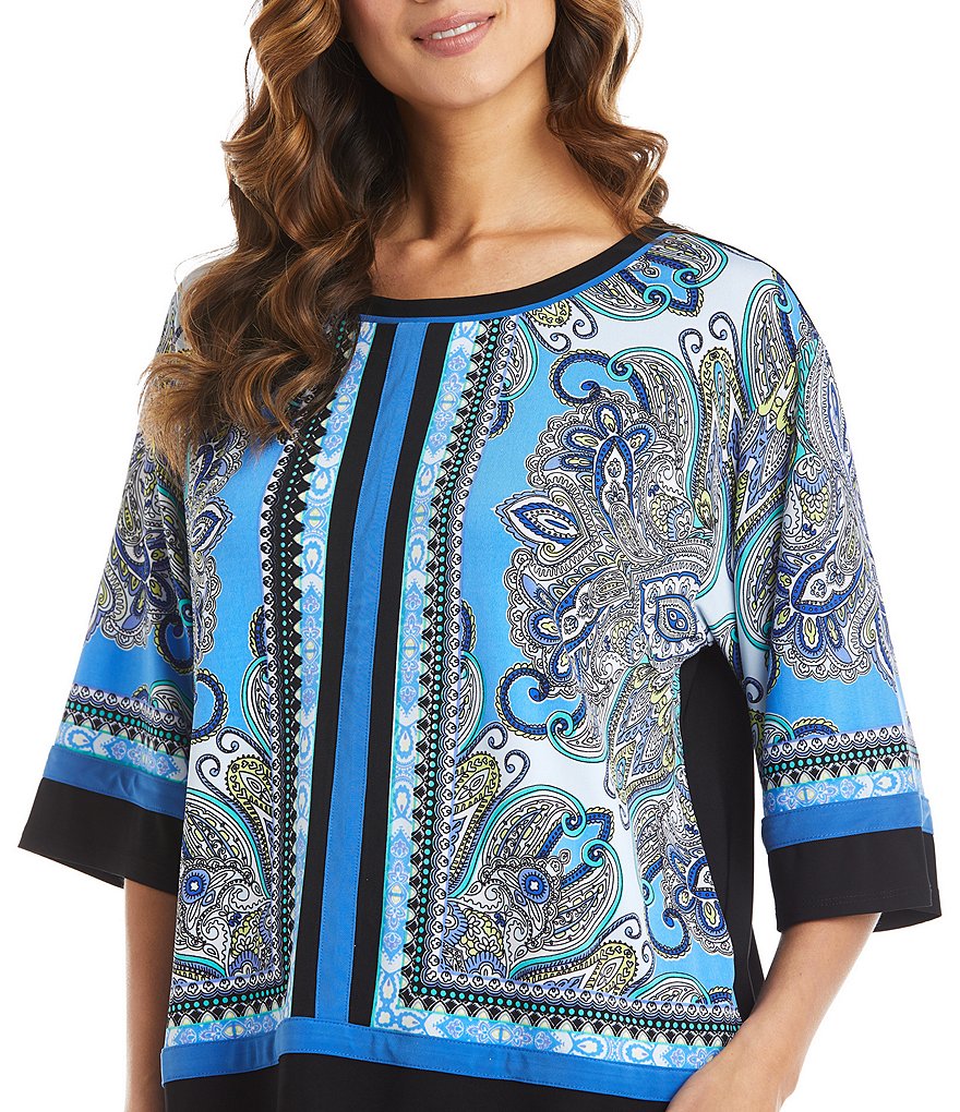 R & M Richards Scarf Print Panel 2-Piece Pant Set