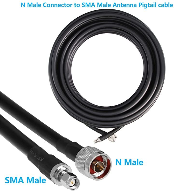 100 ft Low-Loss Coaxial Extension Cable (50 Ohm) SMA Male to N Male Connector,  Pure Copper Coax Cables for 3G/4G/5G/LTE/ADS-B/Ham/GPS/WiFi/RF Radio to Antenna or Surge Arrester Use (Not for TV)