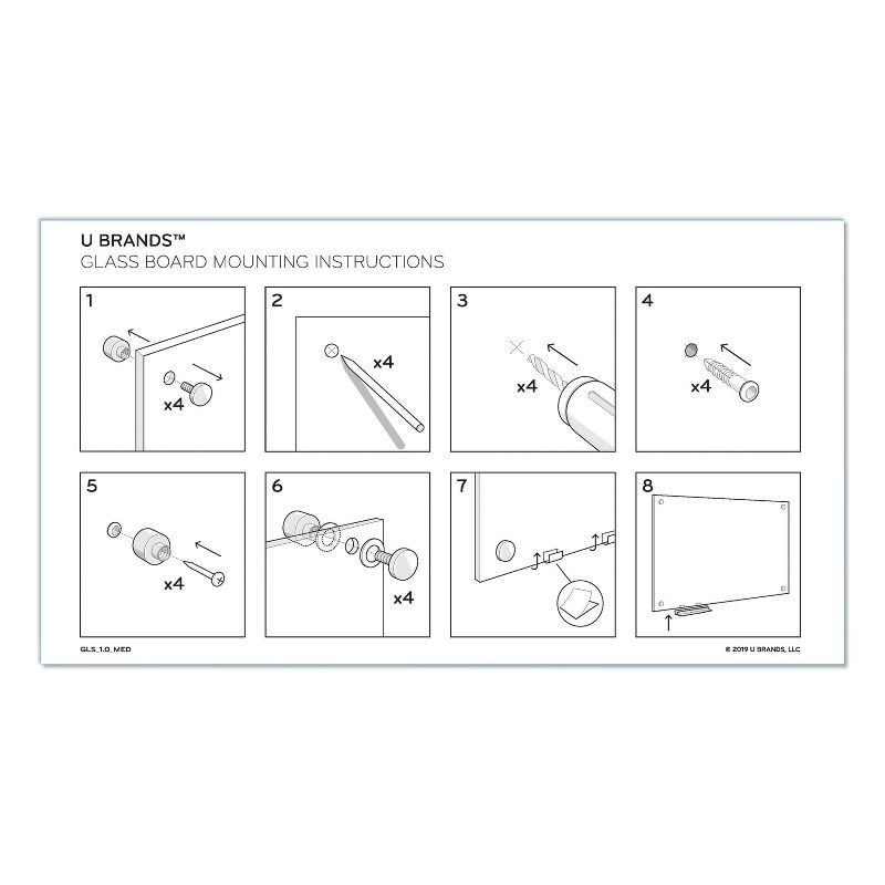 U Brands Magnetic Glass Dry Erase Board Value Pack, 72 x 48, White 3974U0001