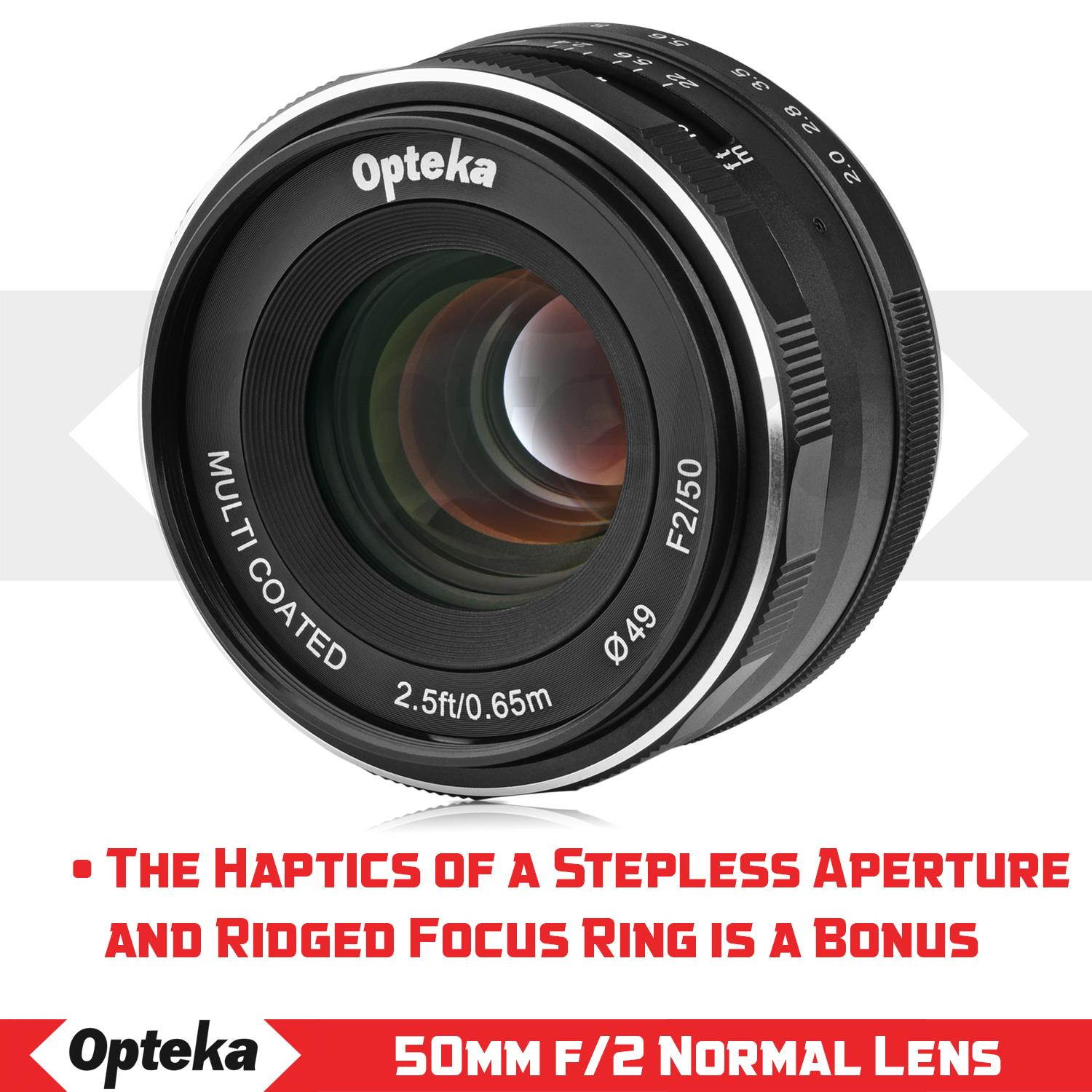 Opteka 50mm f/2.0 HD MC Manual Focus Prime Lens for Fuji X Mount APS-C Digital Cameras
