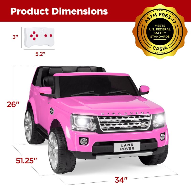 Best Choice Products 12V 3.7 MPH 2-Seater Licensed Land Rover Ride On Car Toy w/ Parent Remote Control - Pink
