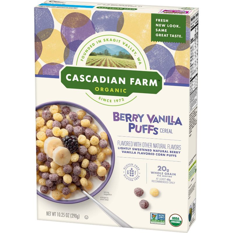 Cascadian Farm Berry Vanilla Puffs Breakfast Cereal  - 10.25oz