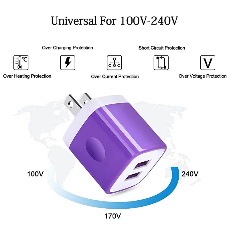 Charger Plug Wall Charger Charging Block 5Pack 21A5V Portable Power Cube Charger Adapter Compatible with iPhone 1111 Pro MaxXs MaxXsXRX876S6 Plus Samsung LG Moto Android Phone