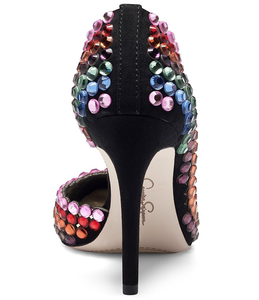 Jessica Simpson Preppi Rainbow Rhinestone Embellished d'Orsay Pumps
