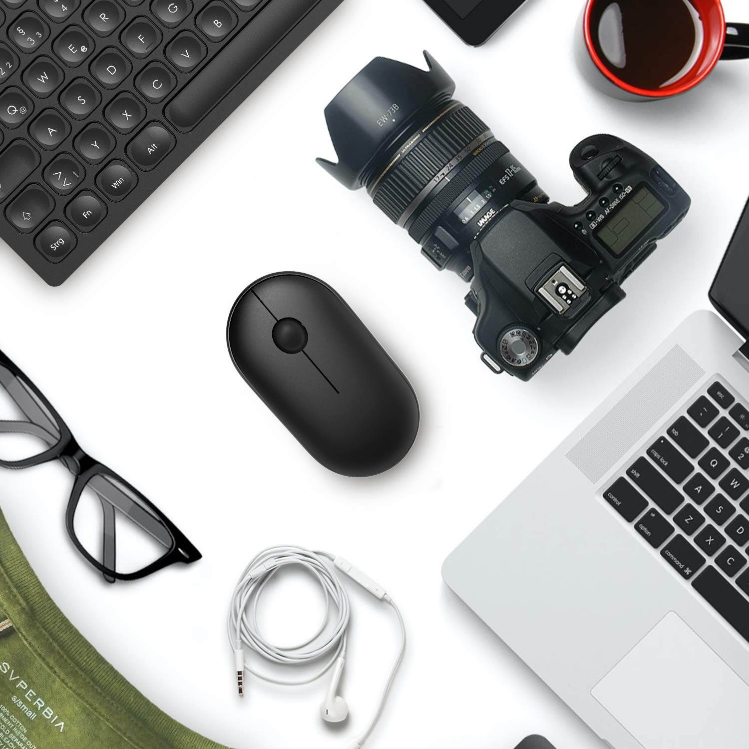 Bluetooth Mouse, Silent Click Triple Mode(Dual Bluetooth+USB) 2.4G Wireless Bluetooth Mouse with Nano Receiver, Wireless Computer Mouse Ergonomic 1200 DPI for Laptop, PC, Mac, Windows