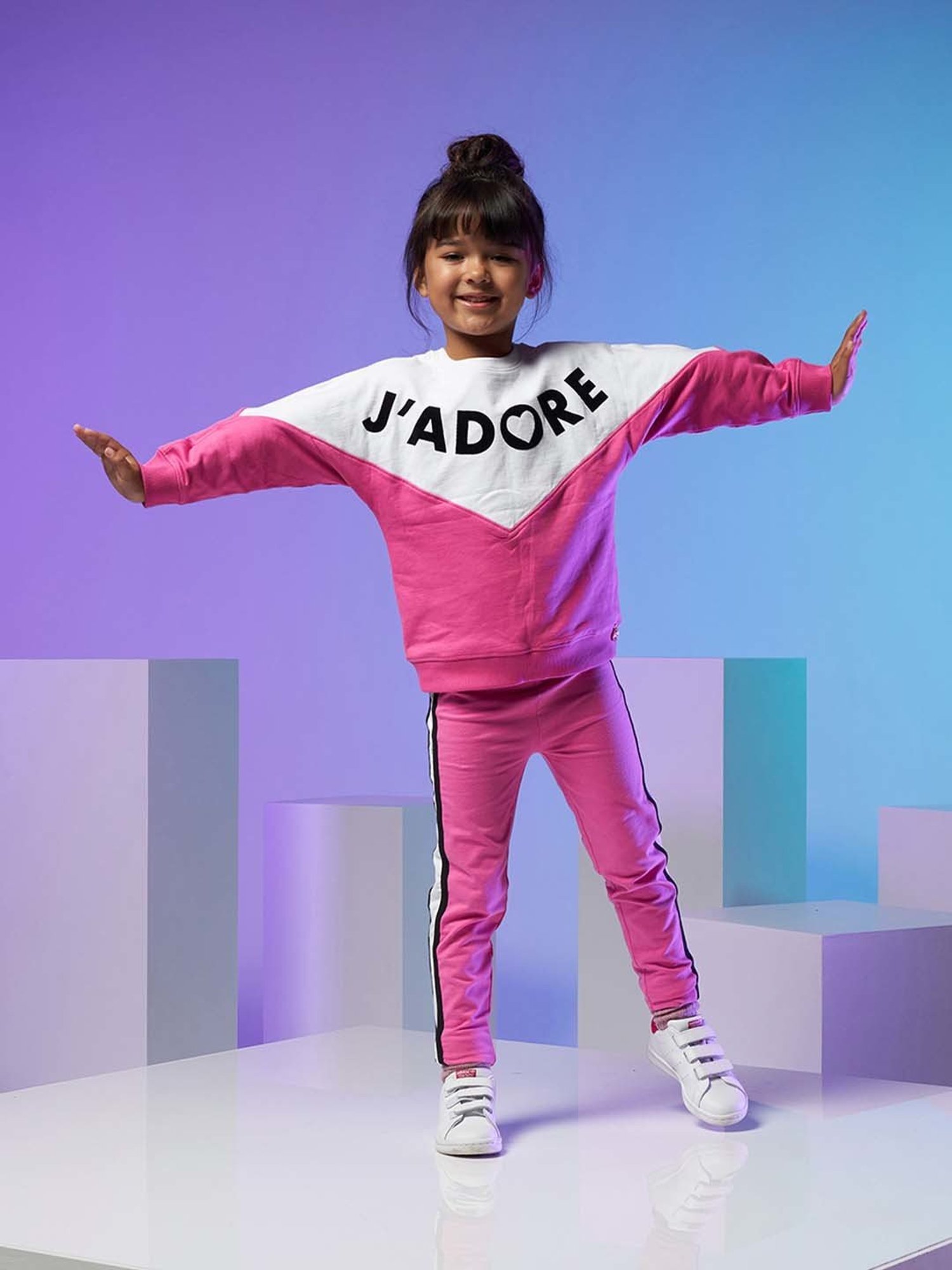 Angel & Rocket Girls Pink & White Striped Leggings