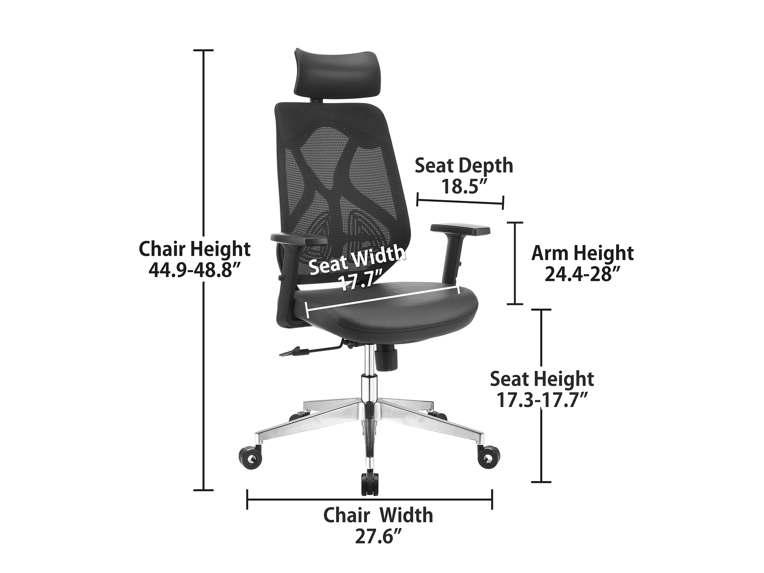 Worksmyth Home Office Ergonomic Computer Desk Chair, Adjustable Height Mesh Back Gaming Chair With Lumbar Support, Adjustable Armrest and Headrest, Tilt Tension