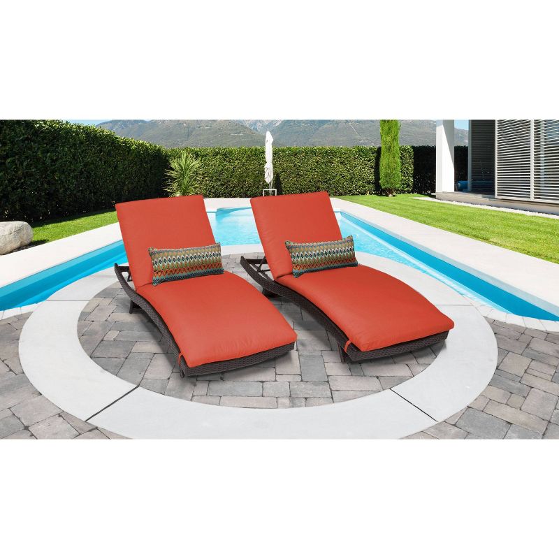 Bali 2pk Patio Chaise Lounges with Cushions - Tangerine - TK Classics