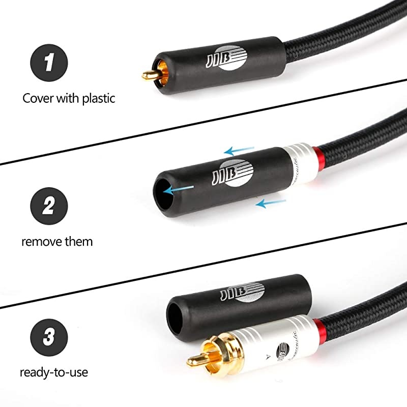 JIB  4N OFC HiFi RAC to RCA Male to Male Subwoofer Cable - 6ft/2M