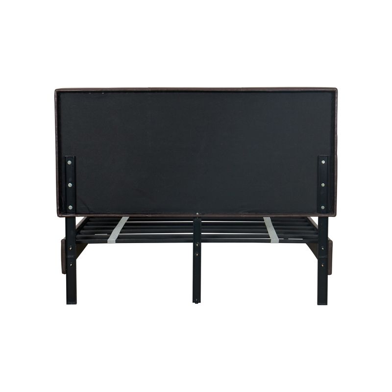 Queen Complete Bed Faux Leather Brown - HomePop