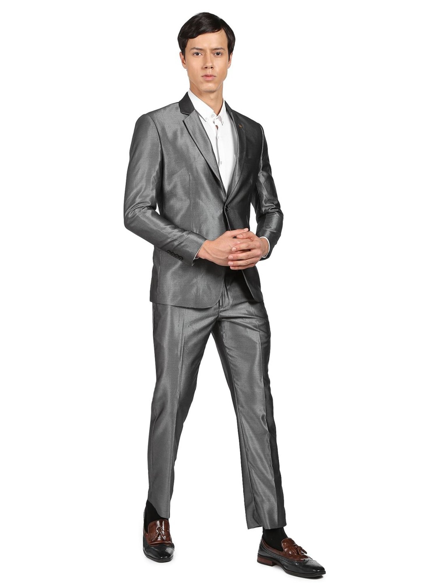 Ad By Arvind Grey Regular Fit Two Piece Suit