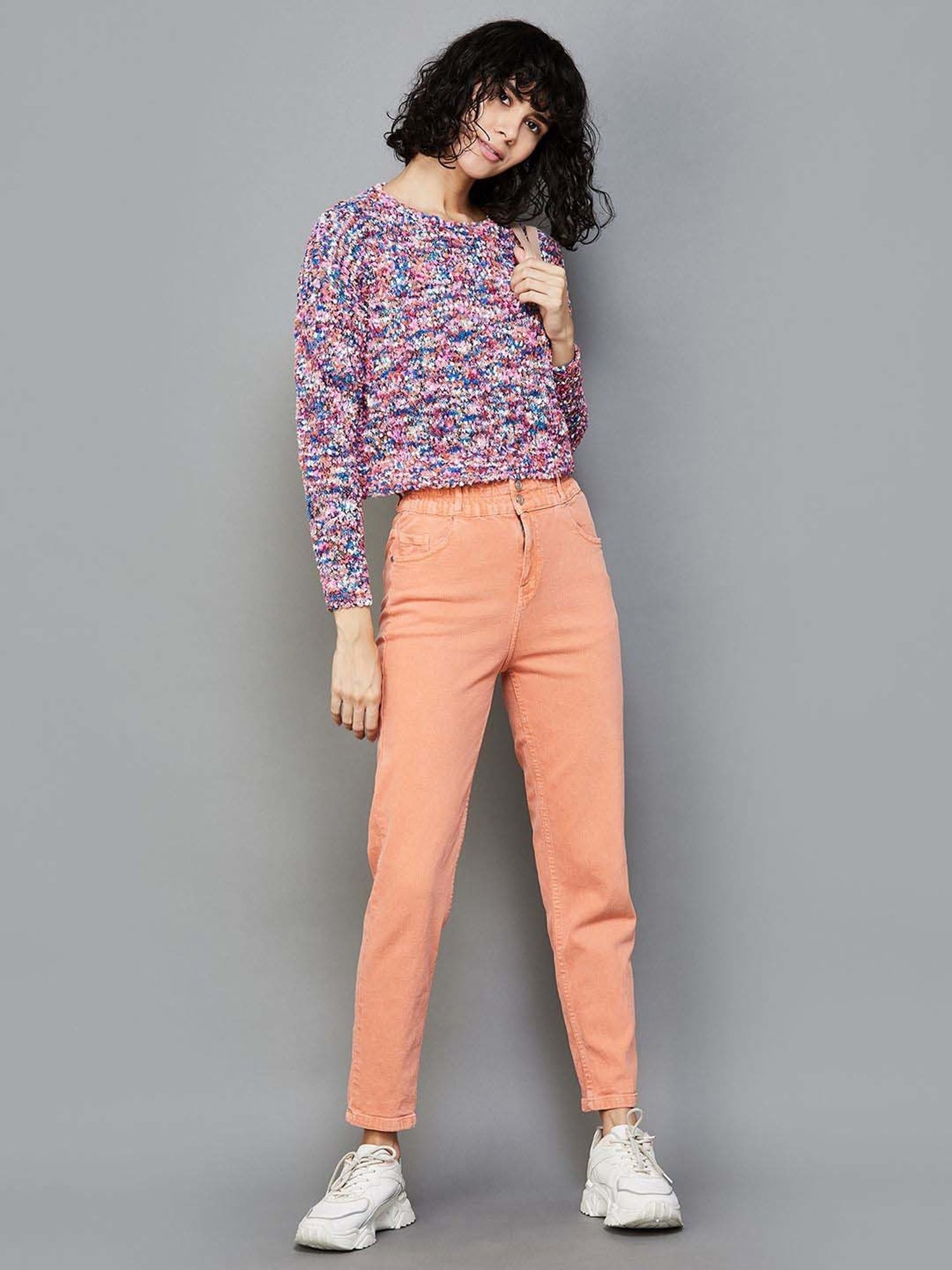 Ginger by Lifestyle Multicolored Self Pattern Sweater